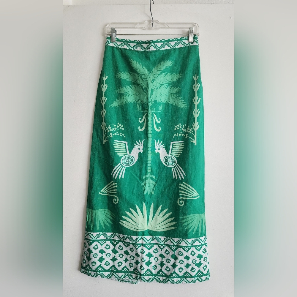 RACHEL ZOE | Green Tropical Print Maxi Skirt | Small